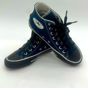 Converse Blue Denim Yellow Smiley Sun Embroidered Canvas Sneakers Womens Size 7